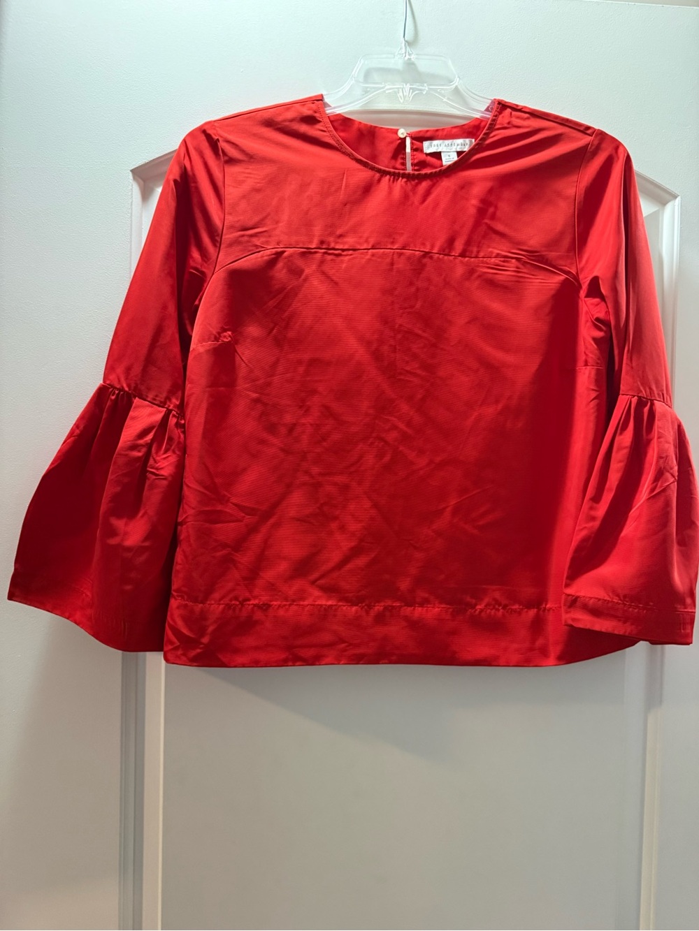 Free Assembly Red Bell Sleeve Satin Blouse